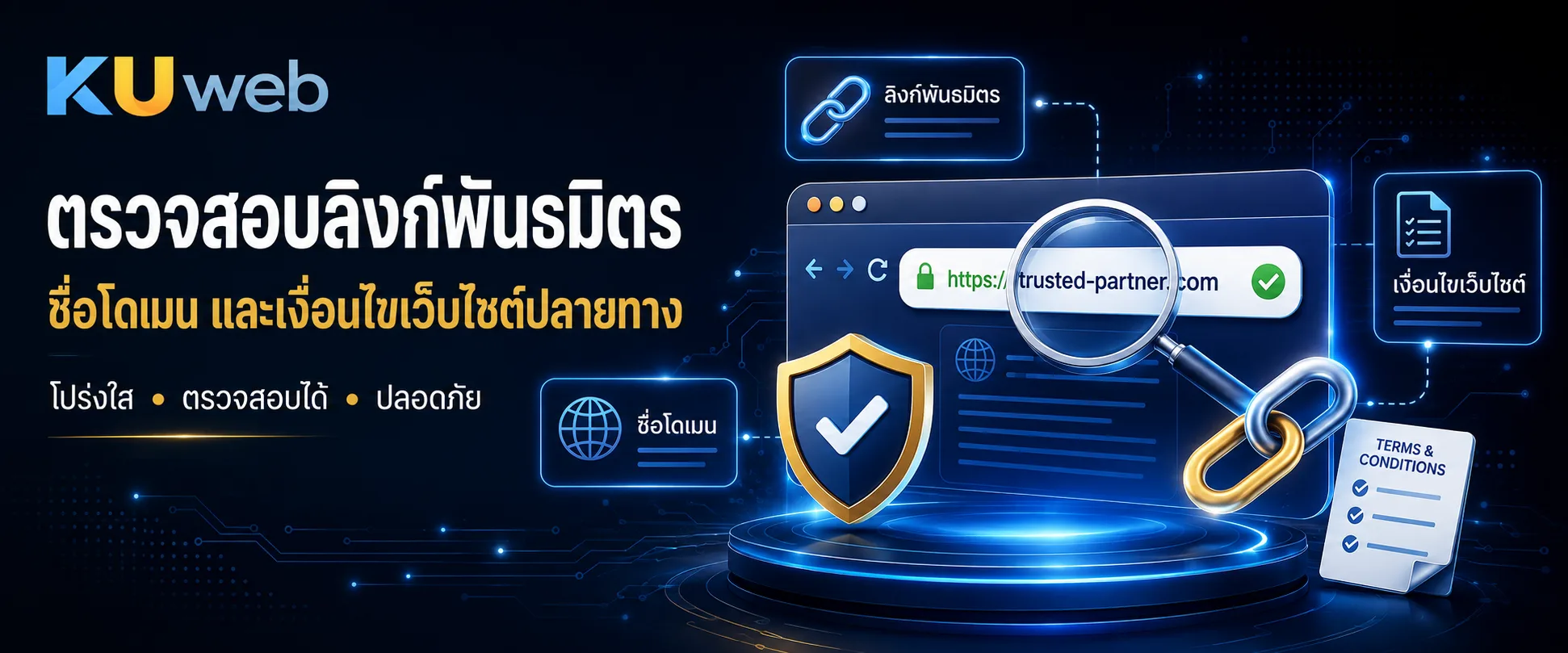 การตรวจสอบลิงก์พันธมิตร ชื่อโดเมน และเงื่อนไขเว็บไซต์ปลายทาง