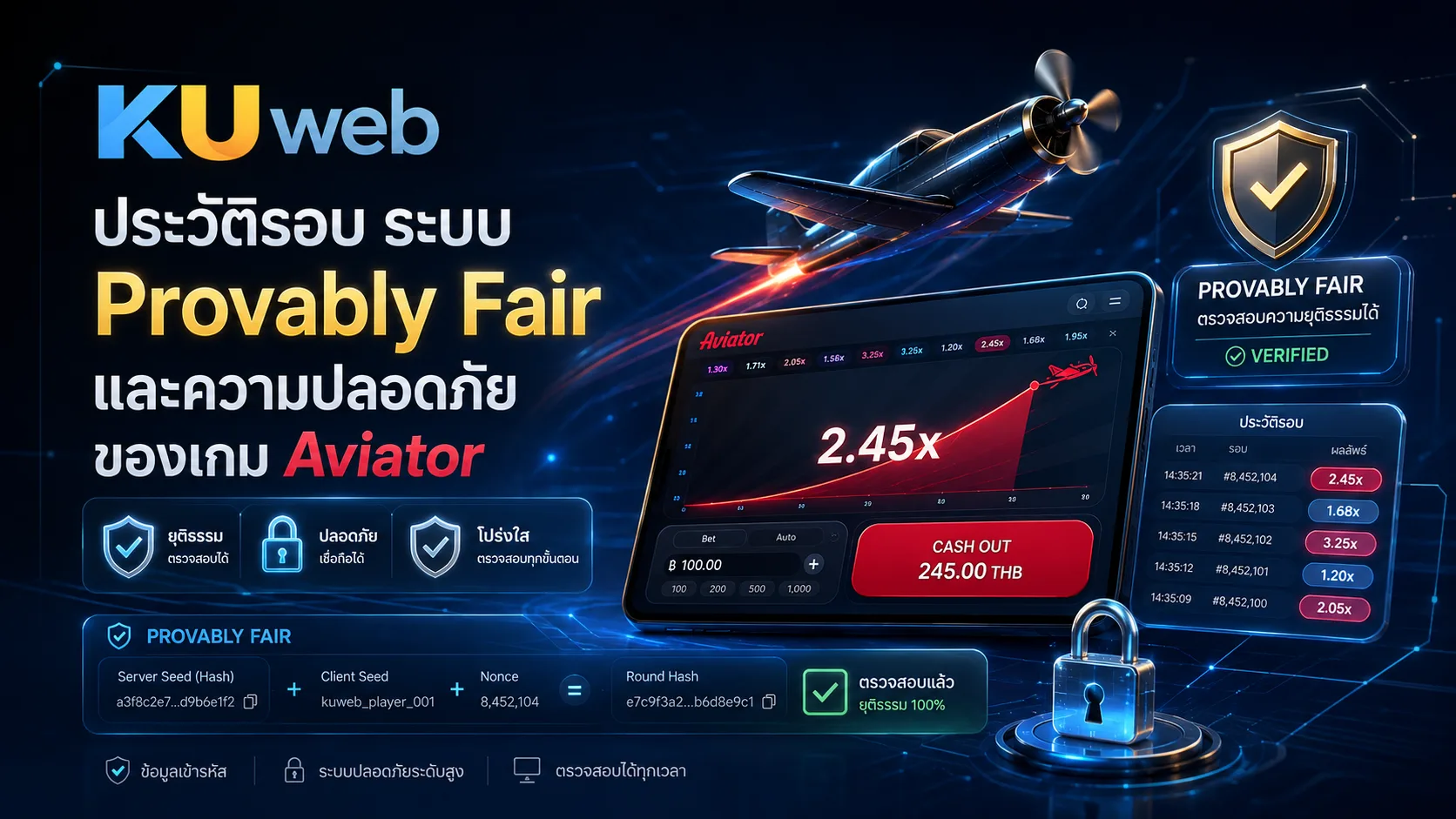 ประวัติรอบ ระบบ Provably Fair และความปลอดภัยของเกม Aviator