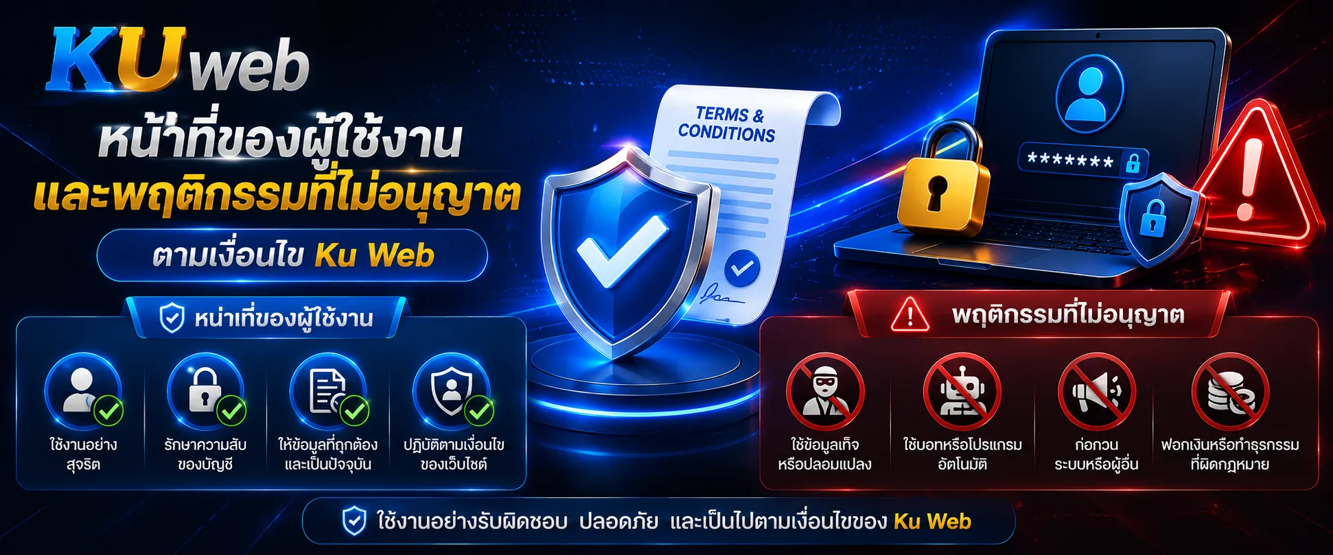 หน้าที่ของผู้ใช้งานและพฤติกรรมที่ไม่อนุญาตตามเงื่อนไข Ku Web